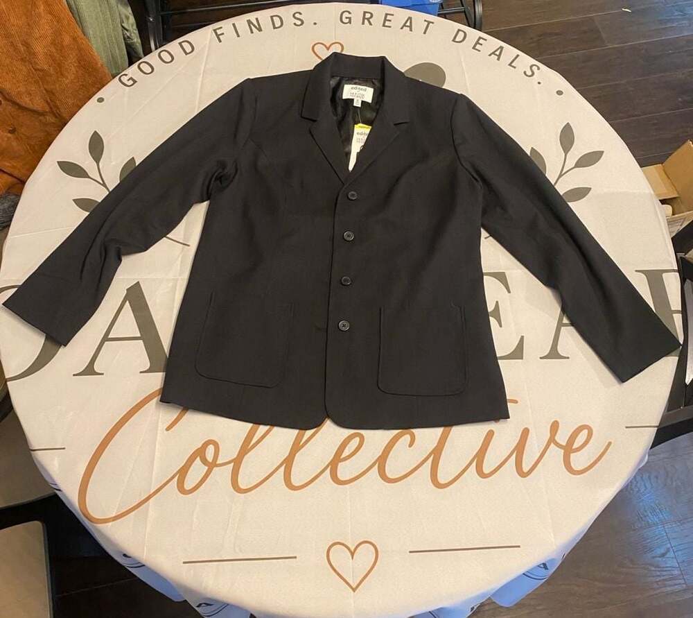 Edited x Hunter McGrady Classic Black Blazer, Size Medium
